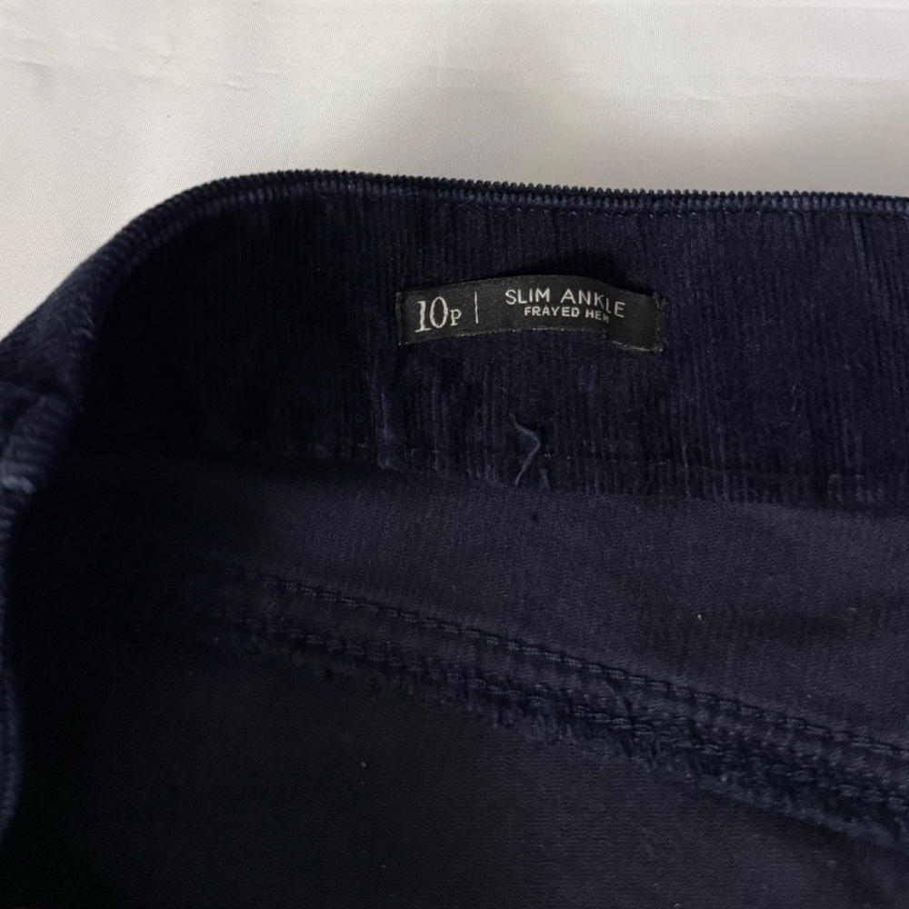 Talbots Flawless Five-Pocket Petites Navy Slim Ankle Frayed Hem Corduroy Pants - Picture 5 of 10